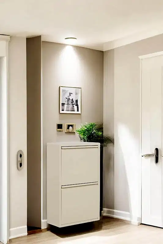 2 Raflı Metal Ayakkabılık | Krem | Metal Ayakkabı Dolabı | REHOME