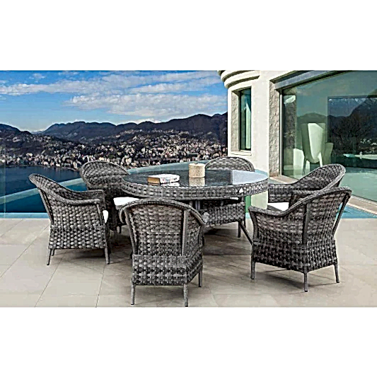 Bahçemo Nova Yuvarlak Masalı Rattan Bahçe Mobilya Takımı | 140 Cm Çap