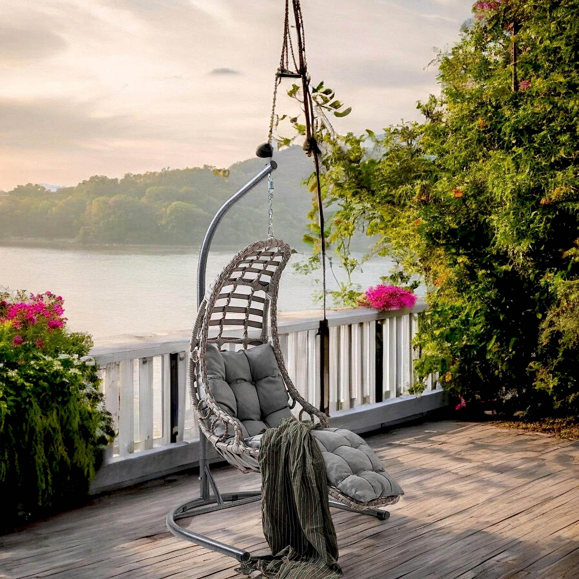 Bodrum | Tekli Rattan Bahçe Salıncağı | Rehome Balkon Salıncağı