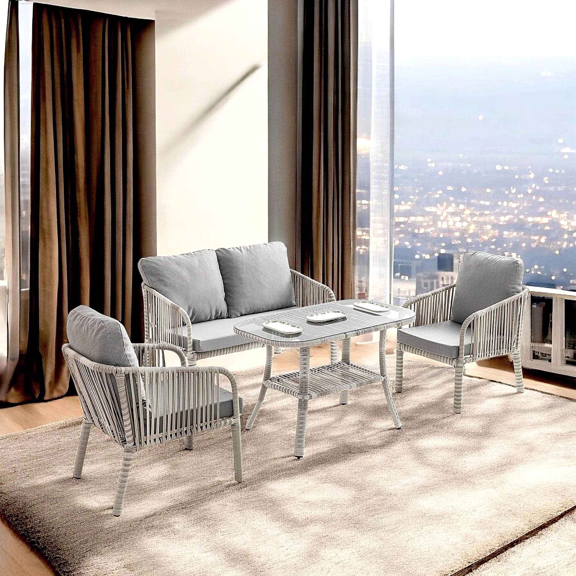 Capri Swing Artemis İkili Rattan Balkon Bahçe Takımı | Beyaz