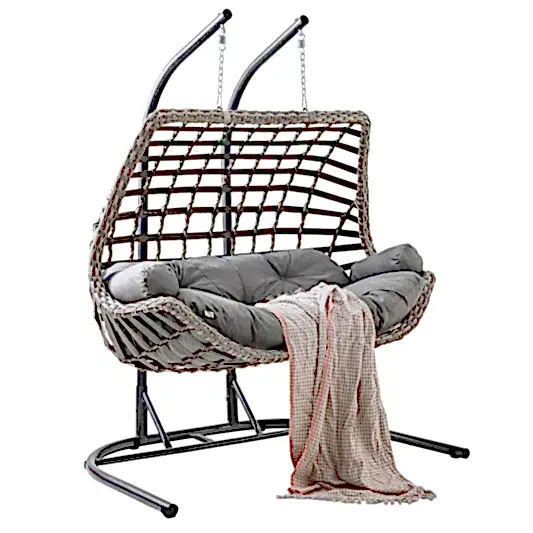 Capri Swing Cunda Çiftli Rattan Bahçe Salıncağı | Balkon Salıncağı