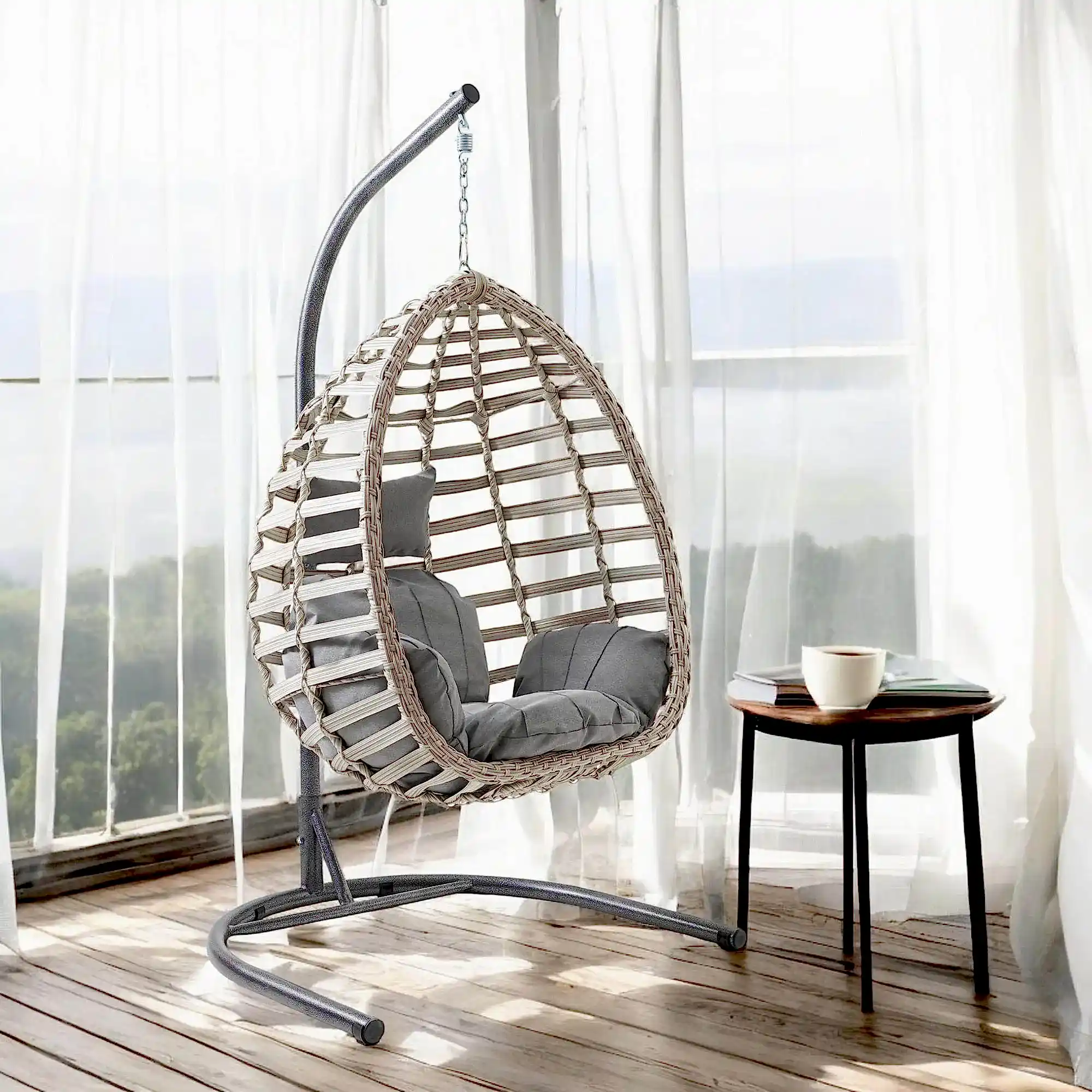 Capri Swing Gümbet Tekli Rattan Bahçe Salıncağı | Balkon Salıncağı