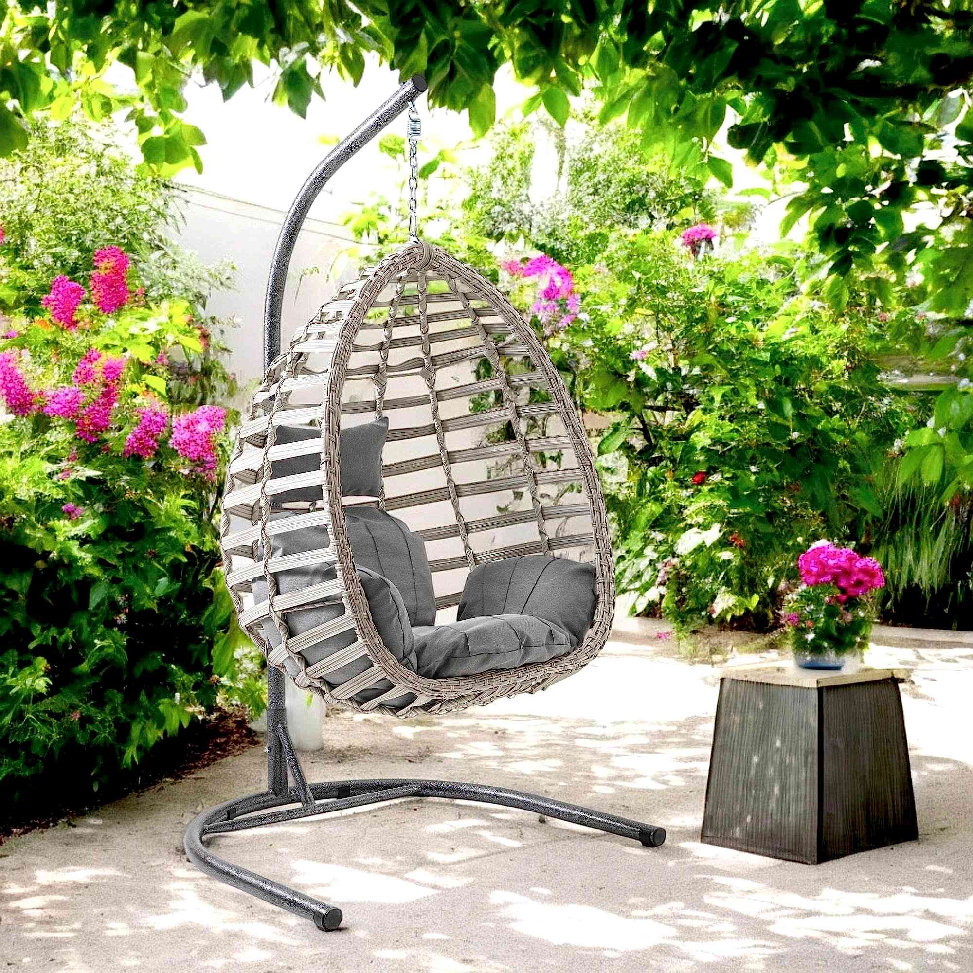 Capri Swing Gümbet Tekli Rattan Bahçe Salıncağı | Balkon Salıncağı