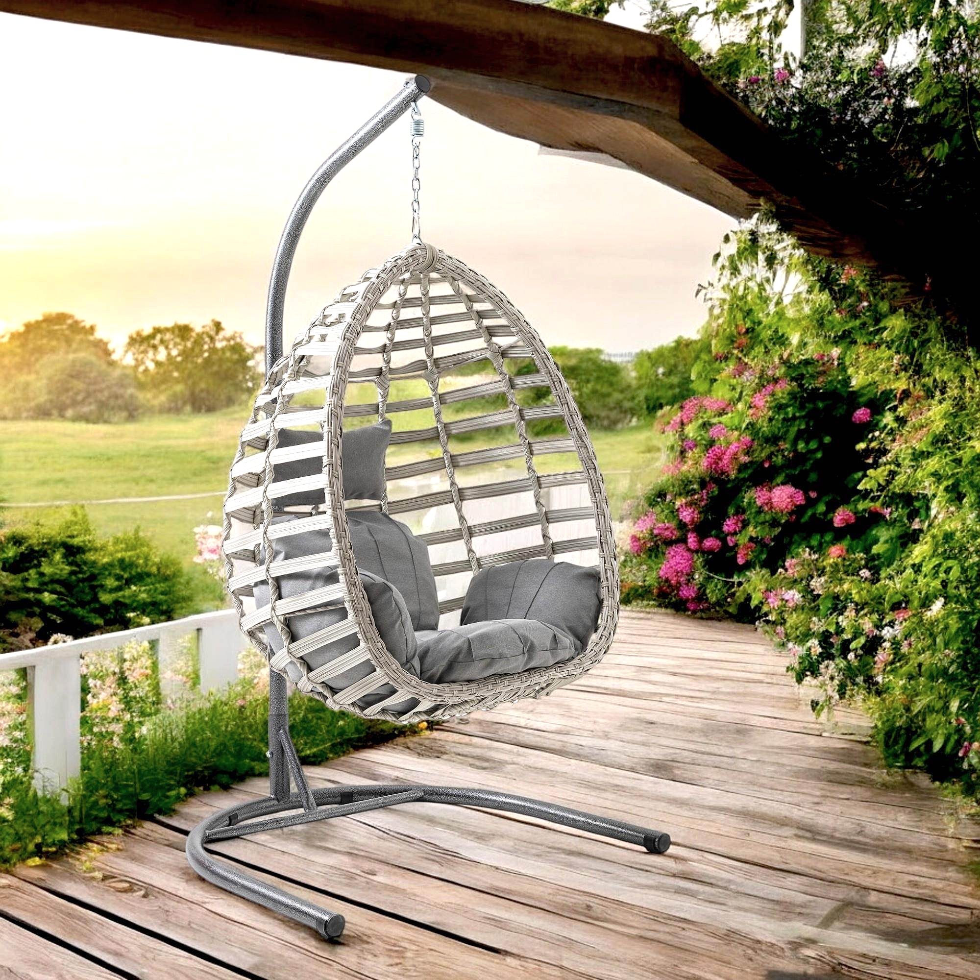 Capri Swing Gümbet Tekli Rattan Bahçe Salıncağı | Balkon Salıncağı