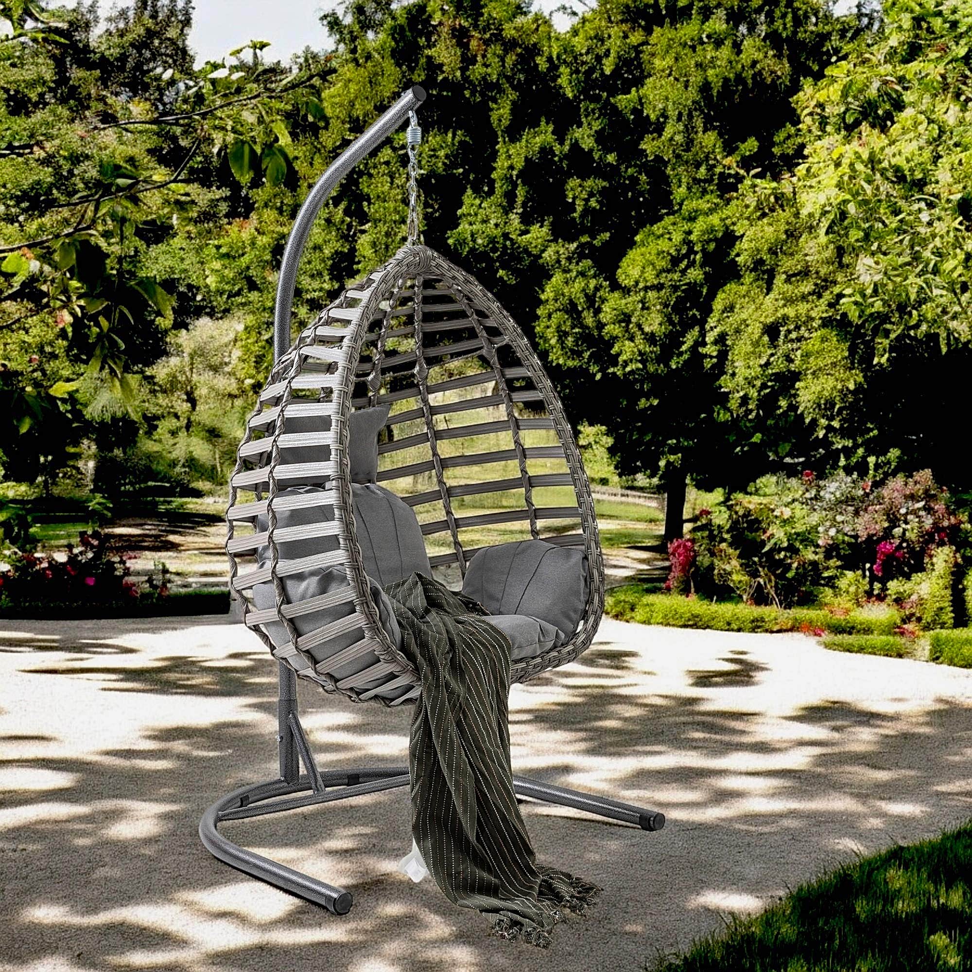 Capri Swing Gümbet Tekli Rattan Bahçe Salıncağı | Balkon Salıncağı