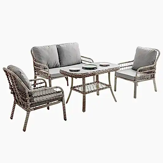 Capri Swing Pisa İkili Rattan Bahçe Balkon Oturma Grubu | Gri | 750