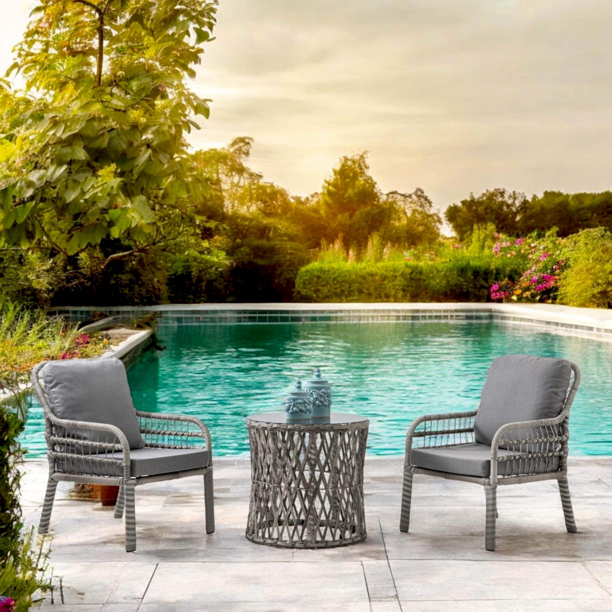 Capri Swing Pisa Tekli Rattan Bahçe Balkon Oturma Grubu | Gri | 700