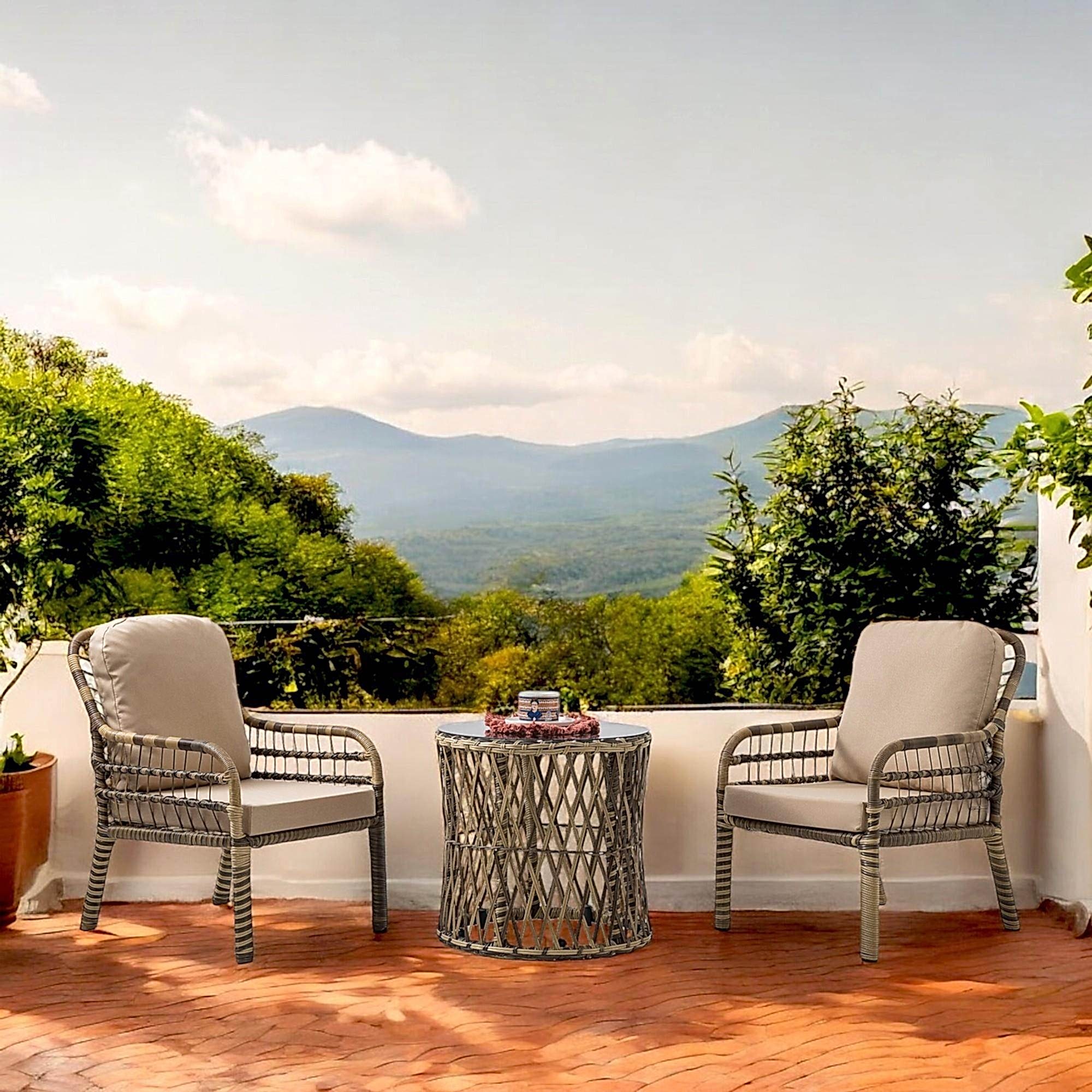 Capri Swing Pisa Tekli Rattan Balkon Oturma Grubu | Açık Kahve | 703