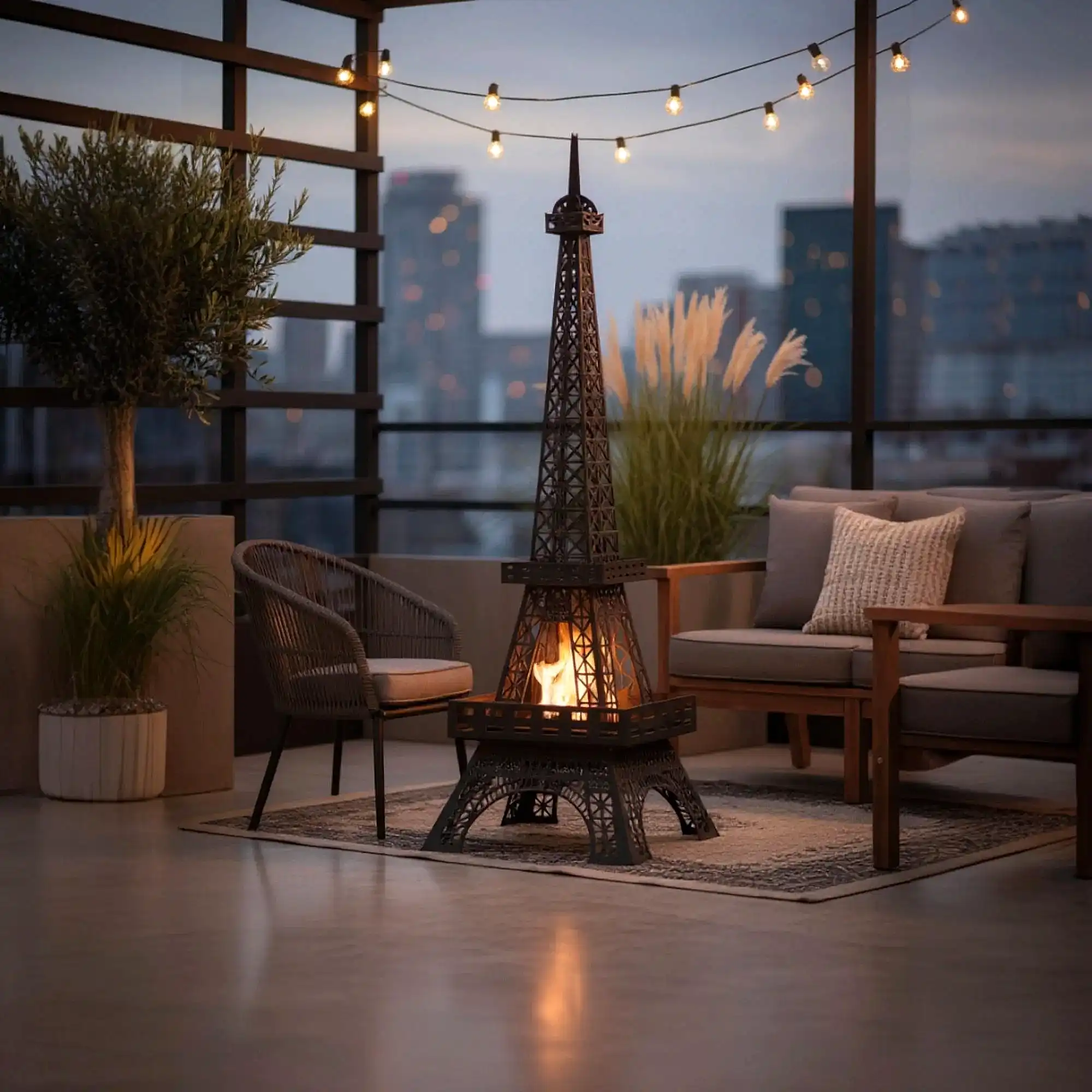 Korflame Eyfel Bacasız Şömine | Taşınabilir Dumansız Bioethanol Şömine