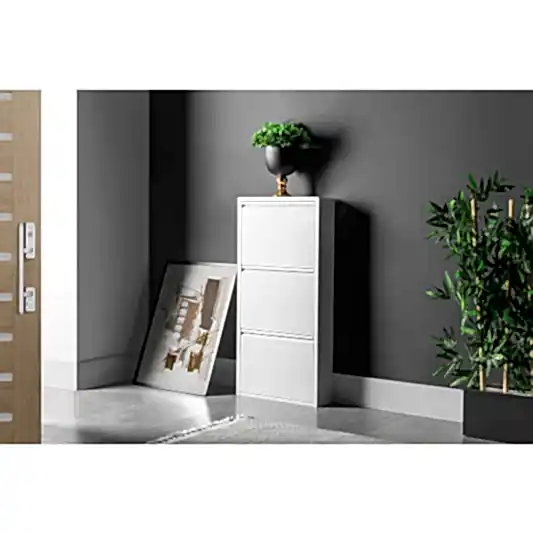 3 Raflı Metal Ayakkabılık | Beyaz | Metal Ayakkabı Dolabı | REHOME