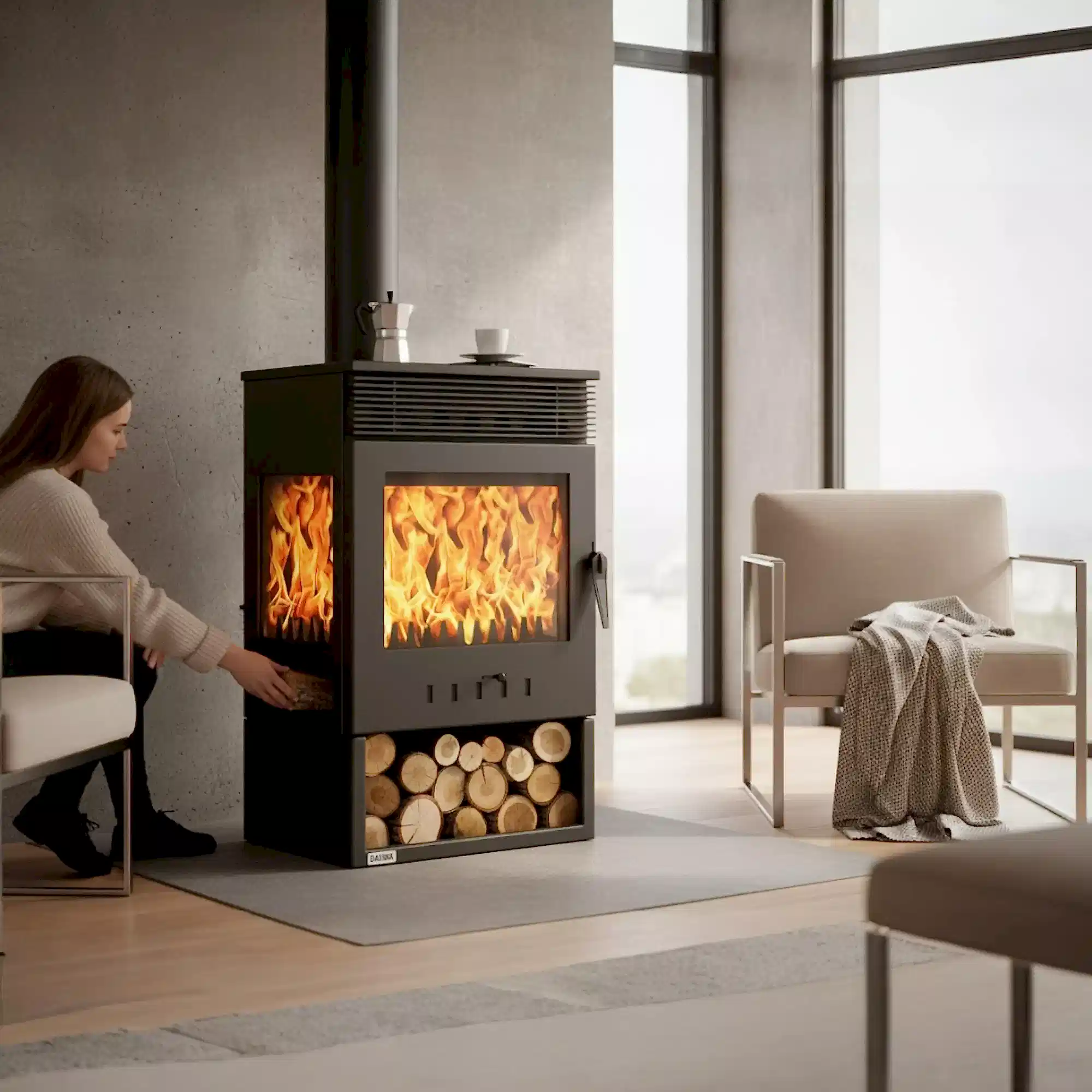 ReHome DKS-12 Katı Yakıt Sobası | Üç Camlı Fanlı Odun Sobası