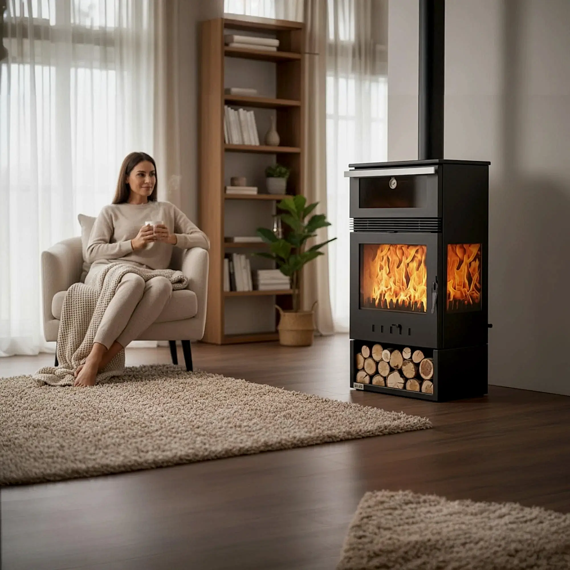 ReHome DKS-15 Katı Yakıt Sobası | Şömineli Fanlı Odun Sobası