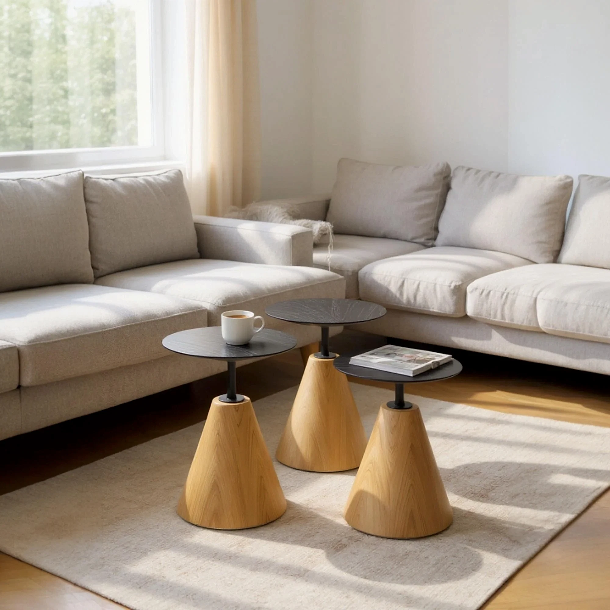 Rehome Üçlü Yuvarlak Mantar Zigon Sehpa Seti No:451 | Salon Sehpa Takımı